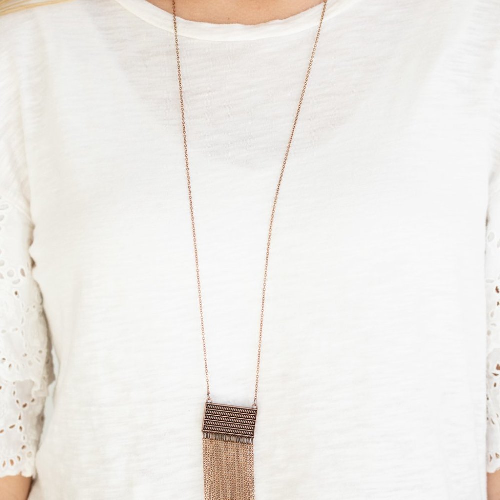 Paparazzi Totally Tassel Copper Necklace and Earring Set